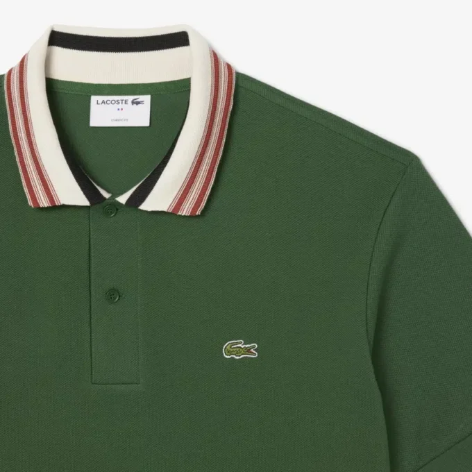 Polo de gola às riscas com corte clássico «Made in France» para homem