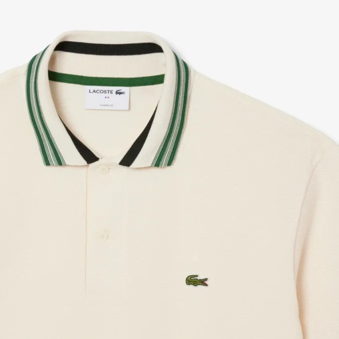 Polo de gola às riscas com corte clássico «Made in France» para homem