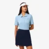 Polo de golfe feminino slim fit com proteção UV e tecido elástico