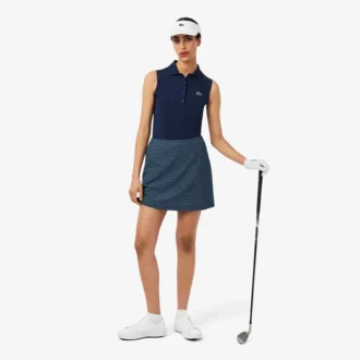 Polo de golfe feminino slim fit com proteção UV e tecido elástico