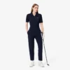 Polo de golfe feminino slim fit com proteção UV e tecido elástico
