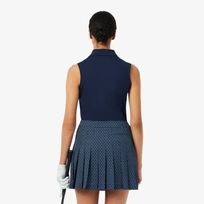 Polo de golfe feminino slim fit com proteção UV e tecido elástico