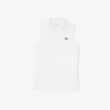 Polo de golfe feminino slim fit com proteção UV e tecido elástico