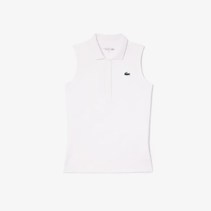 Polo de golfe feminino slim fit com proteção UV e tecido elástico