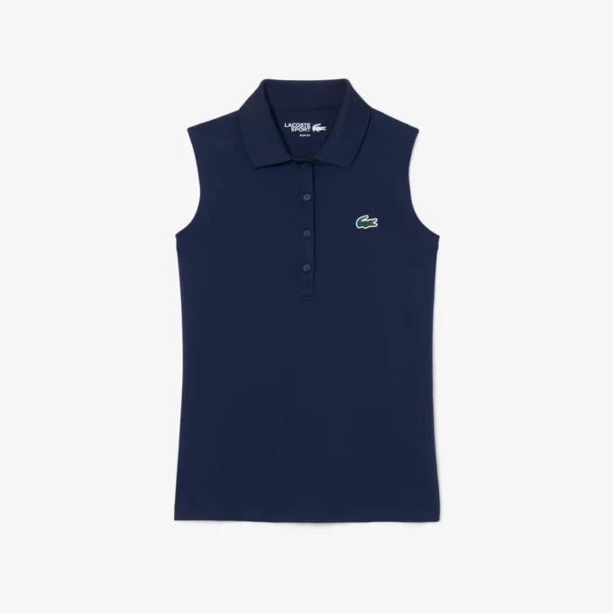 Polo de golfe feminino slim fit com proteção UV e tecido elástico