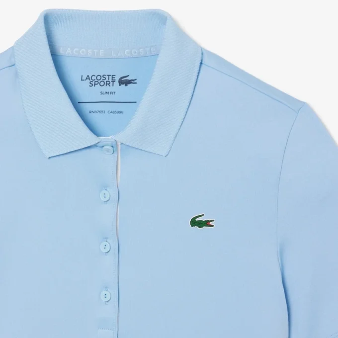 Polo de golfe feminino slim fit com proteção UV e tecido elástico