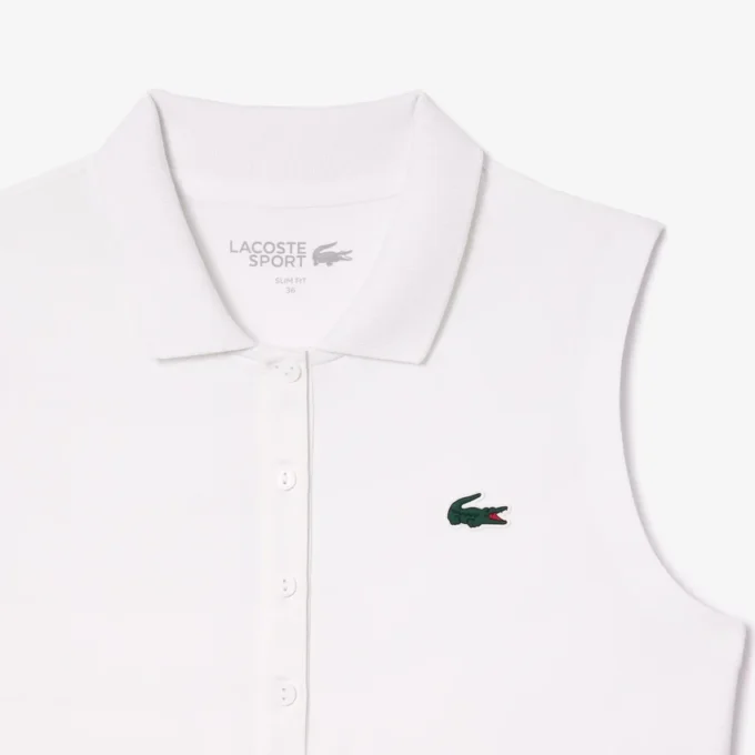 Polo de golfe feminino slim fit com proteção UV e tecido elástico
