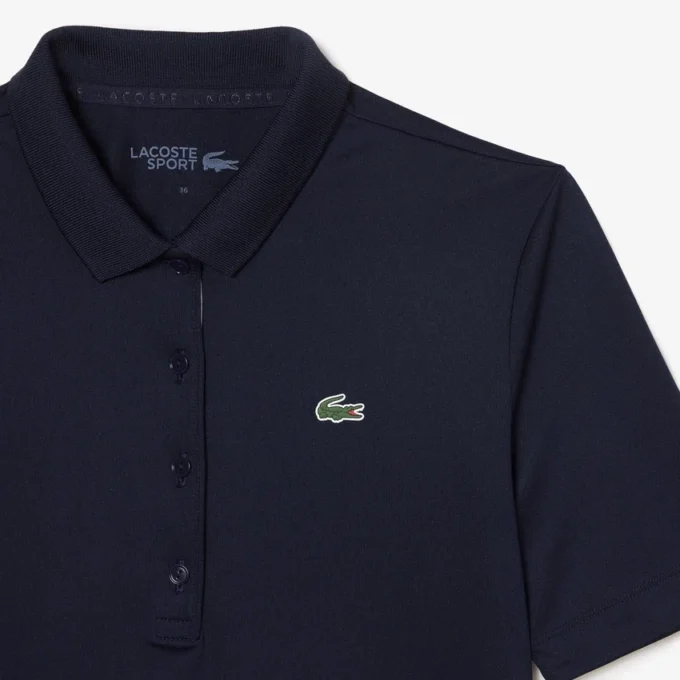 Polo de golfe feminino slim fit com proteção UV e tecido elástico