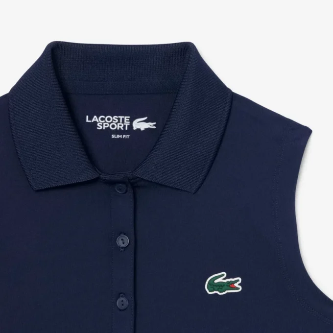 Polo de golfe feminino slim fit com proteção UV e tecido elástico