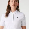 Polo de golfe feminino slim fit com proteção UV e tecido elástico