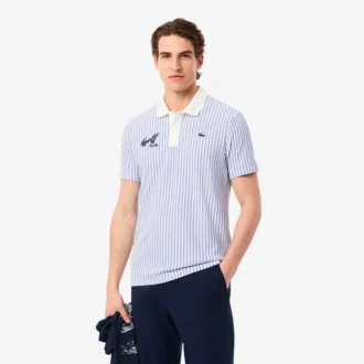 Polo de golfe às riscas com termorregulação para homem