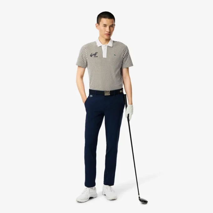 Polo de golfe às riscas com termorregulação para homem