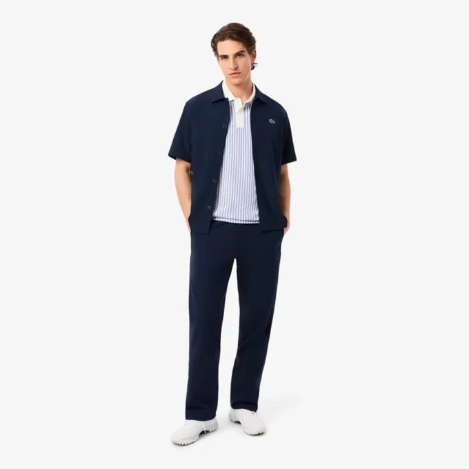 Polo de golfe às riscas com termorregulação para homem