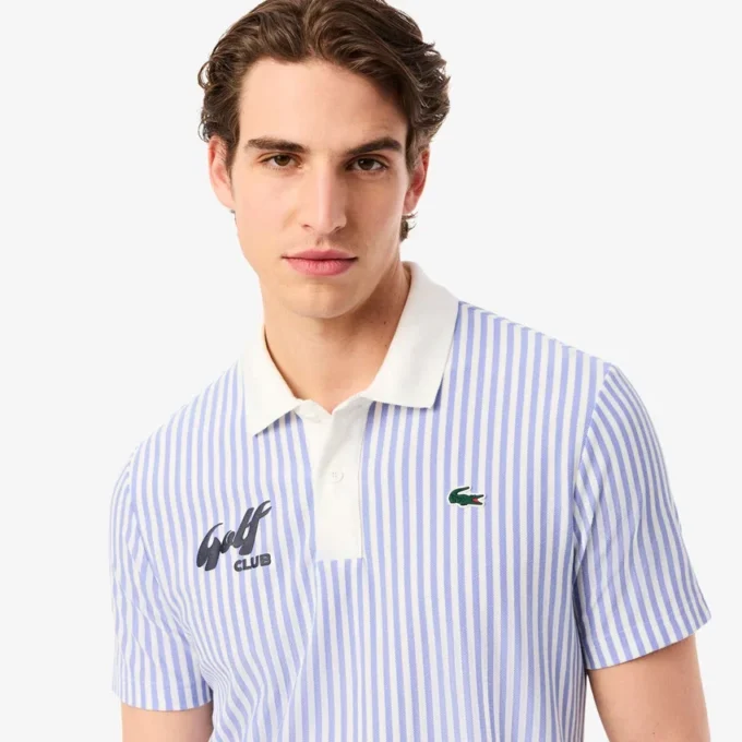 Polo de golfe às riscas com termorregulação para homem