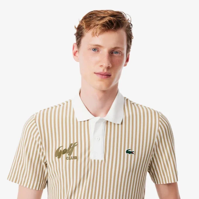 Polo de golfe às riscas com termorregulação para homem