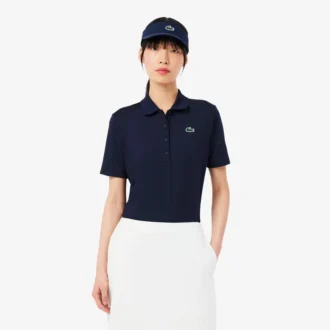 Polo de golfe Slim Fit com proteção UV e tecido elástico