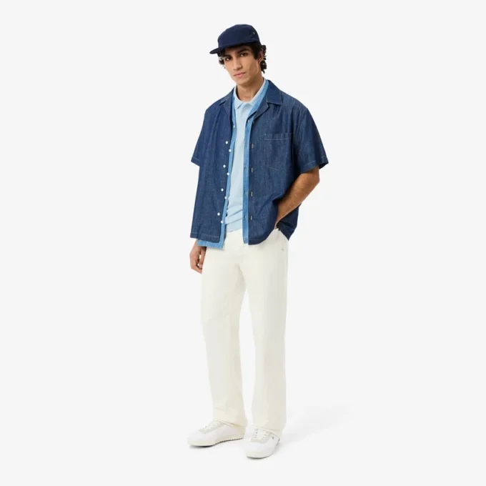 Polo de mistura de algodão com corte regular para homem