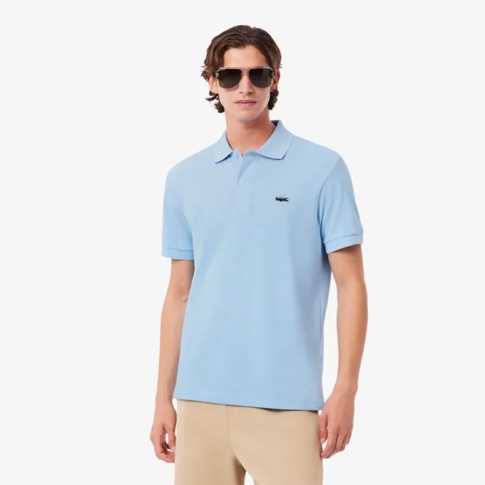 Polo de piqué com crocodilo em corte clássico para homem