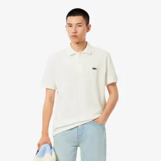 Polo de piqué com crocodilo em corte clássico para homem