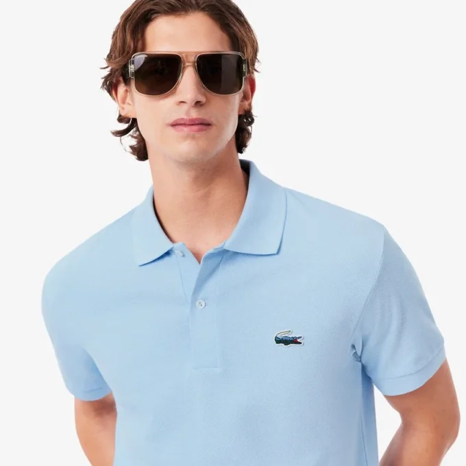 Polo de piqué com crocodilo em corte clássico para homem