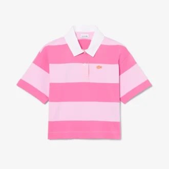 Polo de râguebi oversized em algodão às riscas