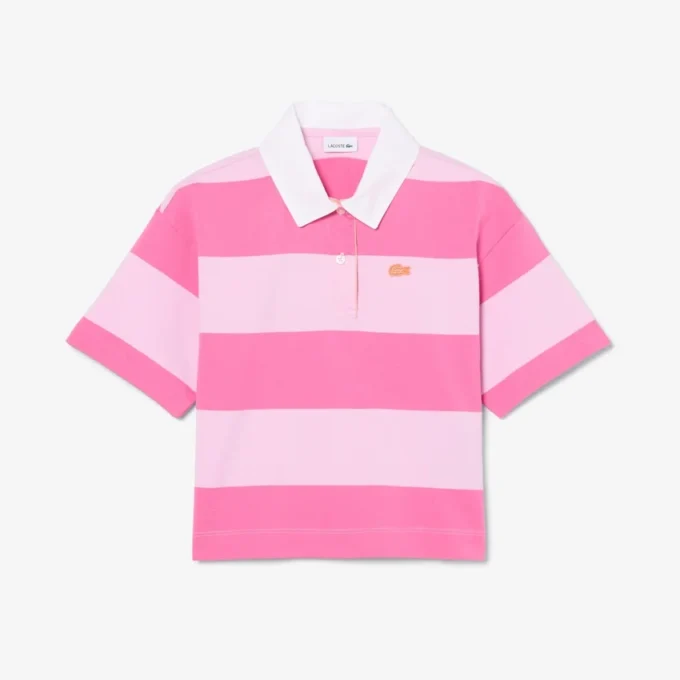 Polo de râguebi oversized em algodão às riscas