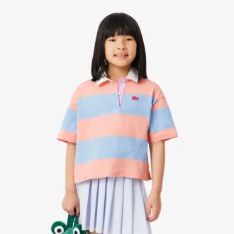Polo de râguebi oversized em algodão às riscas