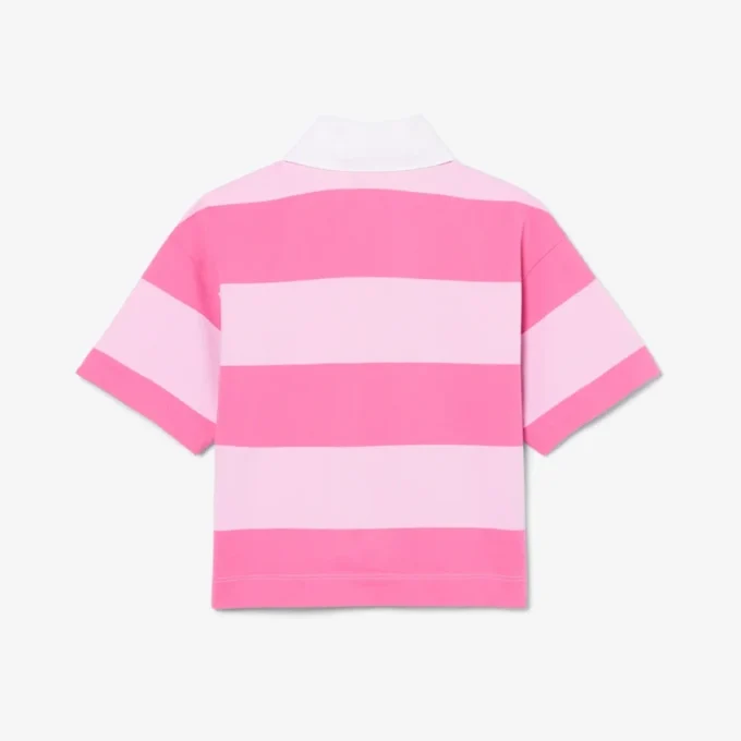 Polo de râguebi oversized em algodão às riscas
