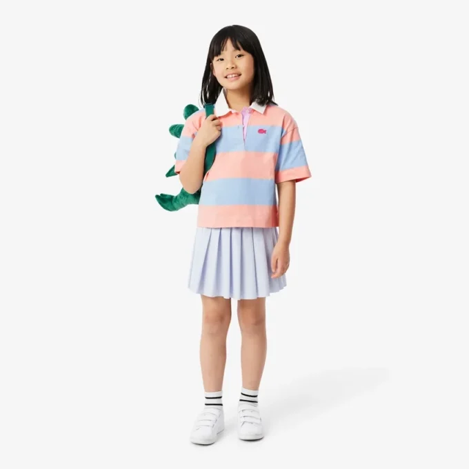 Polo de râguebi oversized em algodão às riscas