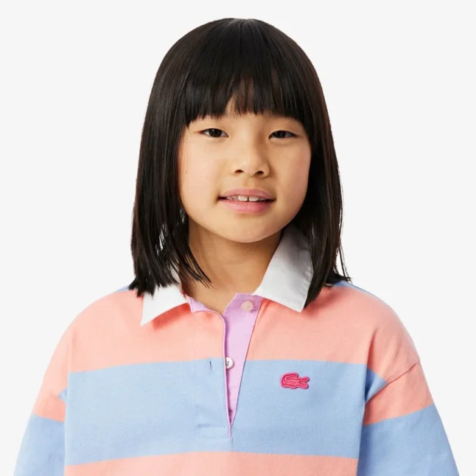 Polo de râguebi oversized em algodão às riscas