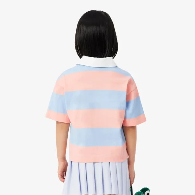 Polo de râguebi oversized em algodão às riscas