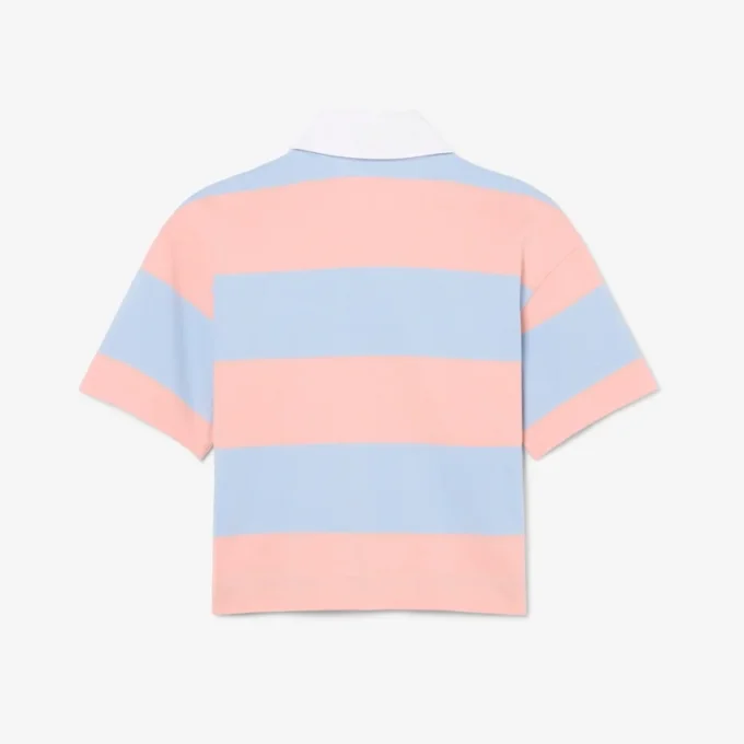 Polo de râguebi oversized em algodão às riscas