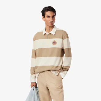 Polo de râguebi às riscas com corte descontraído para homem