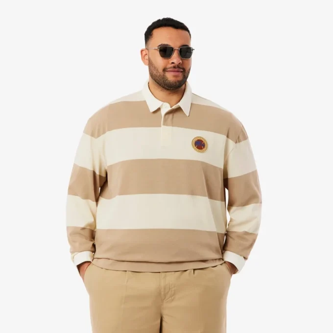 Polo de râguebi às riscas com corte descontraído para homem
