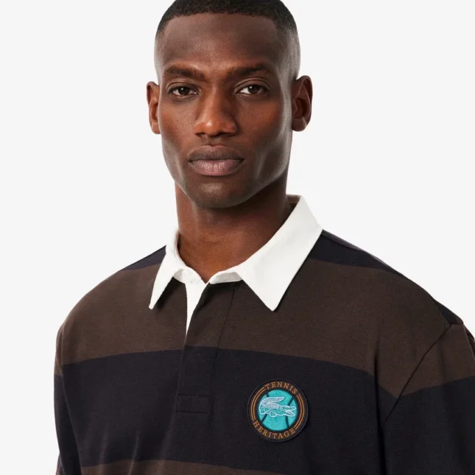 Polo de râguebi às riscas com corte descontraído para homem