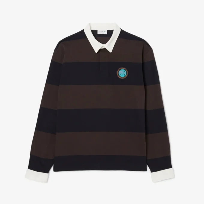 Polo de râguebi às riscas com corte descontraído para homem