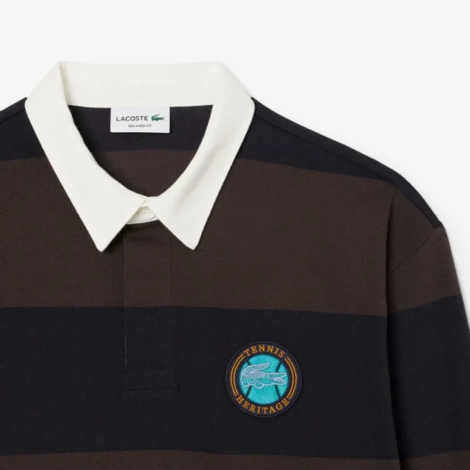 Polo de râguebi às riscas com corte descontraído para homem