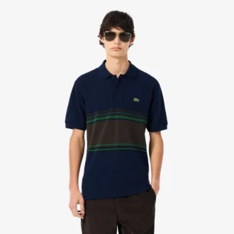 Polo de riscas clássico para homem, fabricado em França