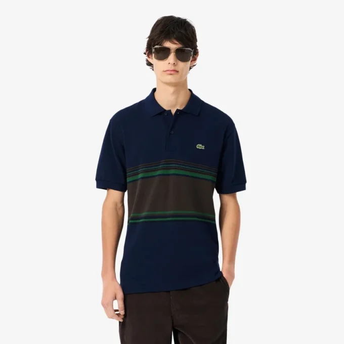 Polo de riscas clássico para homem, fabricado em França