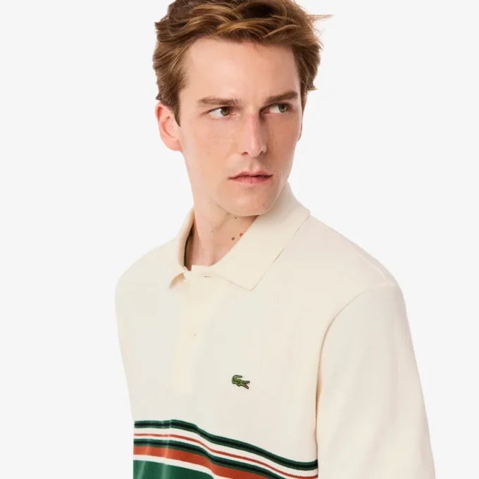 Polo de riscas clássico para homem, fabricado em França