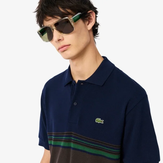 Polo de riscas clássico para homem, fabricado em França