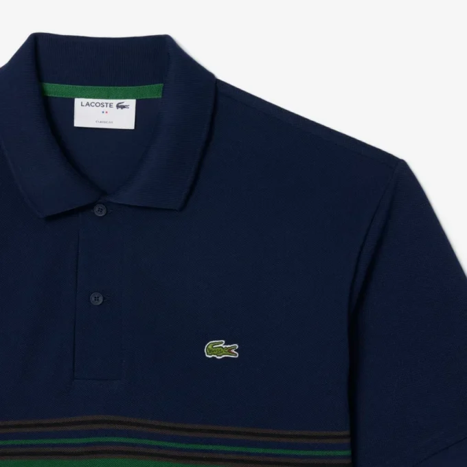 Polo de riscas clássico para homem, fabricado em França