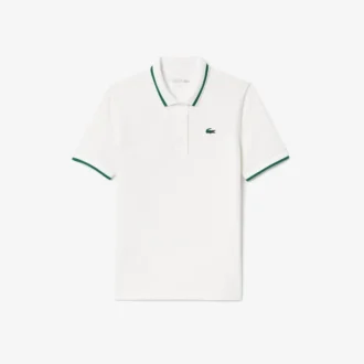 Polo de ténis com gola às riscas e proteção UV para mulher