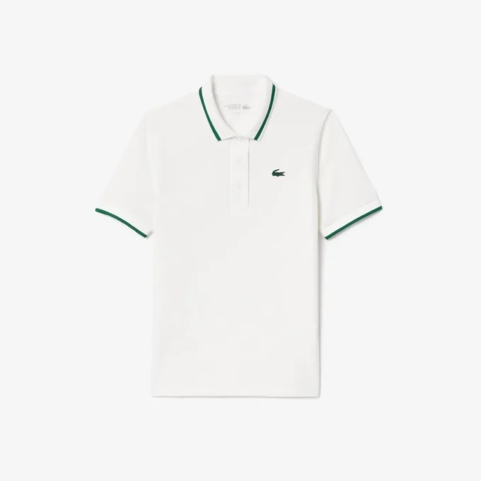 Polo de ténis com gola às riscas e proteção UV para mulher
