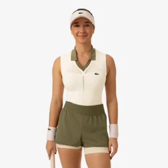 Polo de ténis sem mangas em malha elástica para mulher