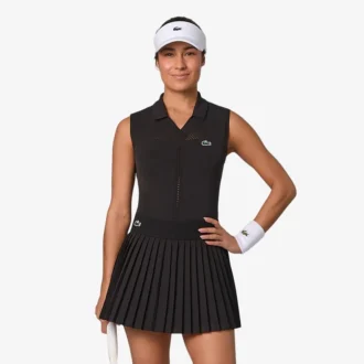 Polo de ténis sem mangas em malha elástica para mulher