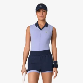Polo de ténis sem mangas em malha elástica para mulher