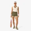 Polo de ténis sem mangas em malha elástica para mulher