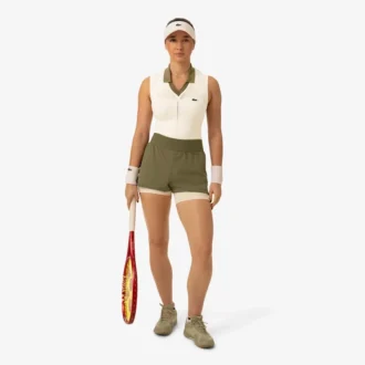 Polo de ténis sem mangas em malha elástica para mulher