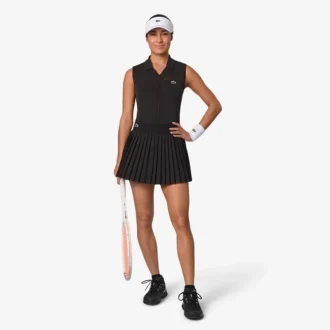 Polo de ténis sem mangas em malha elástica para mulher